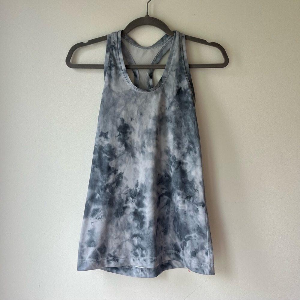 Gottex Studio Tie-Dye Racerback Tank XS | Gray Mesh Back Activewear Top Workout